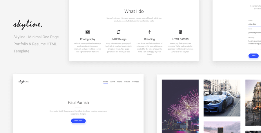 Skyline - Minimal One Page Portfolio & Resume HTML Template