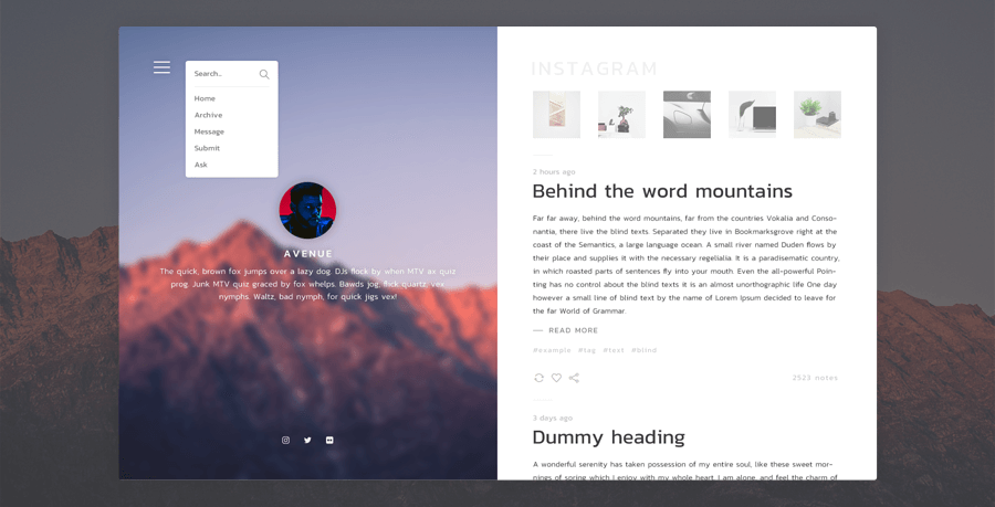 Avenue - Stunning Blogging Tumblr Theme