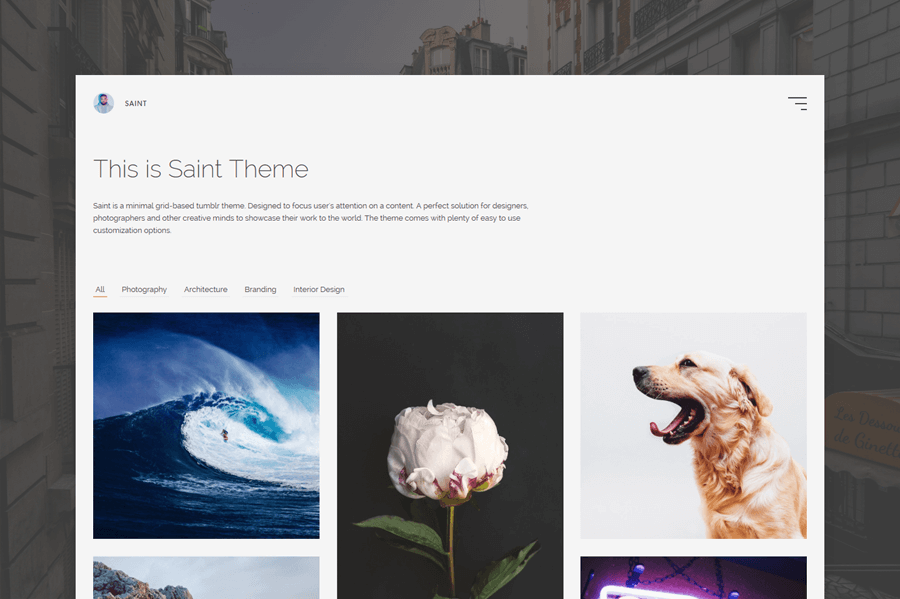 Saint - Minimal Grid Based Tumblr Theme